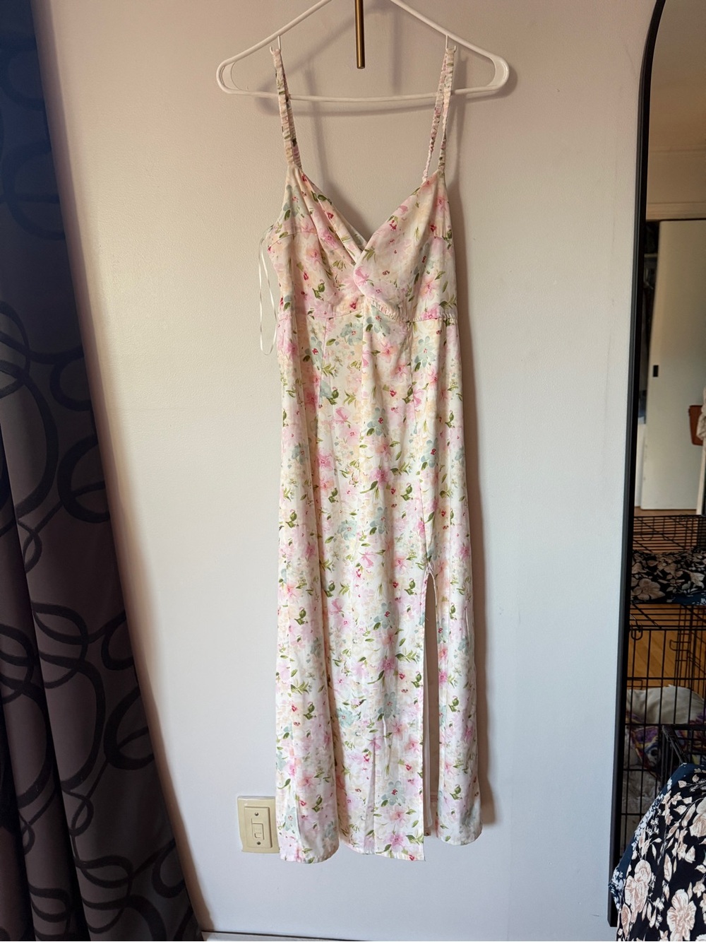 Abercrombie Floral Pink Slip Dress with Spaghetti Straps